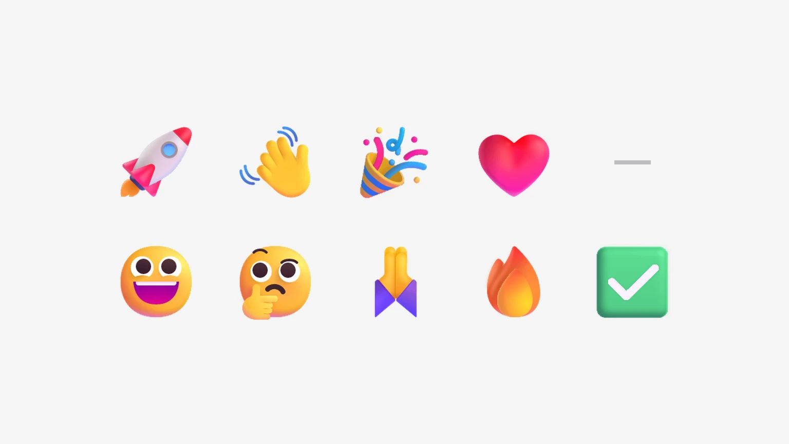 🚀 👋 🎉 ❤️ 🇫🇷 😀 🤔 🙏 🔥 ✅ rendered with the microsoft set